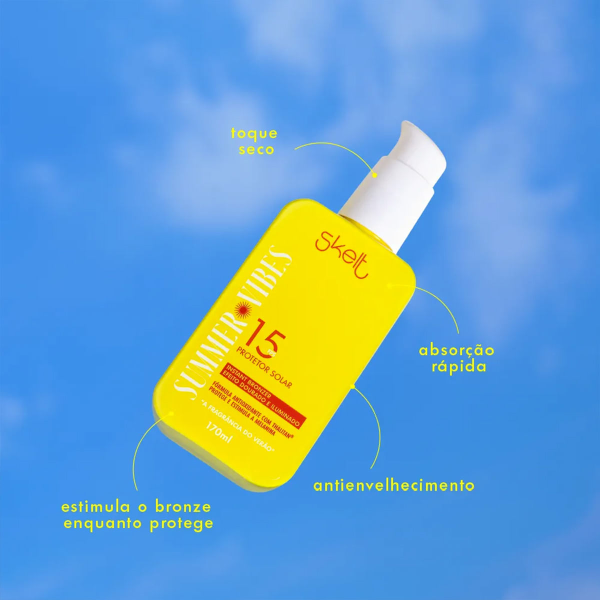 Encontraproduto.com.br - Kit Skelt Summer Vibes Bronzer FPS15 Acelerador Protetor Solar (2 produtos)