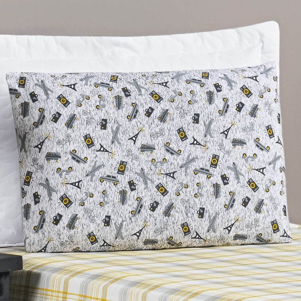 Encontraproduto.com.br - Jogo Cama Lençol Studio Solteiro Malha Estampada 100% Algodão Meninas 3 Peças - Adventure - Cinza