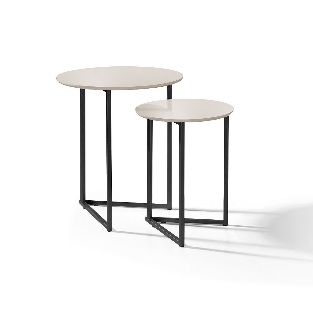 Encontraproduto.com.br - Mesa Lateral Jade Conjunto Com 2 Mesas Pé De Aço Preto/off