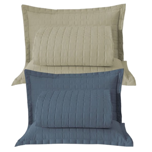 Encontraproduto.com.br - Combo 2 Kit Cobre Leito Colcha Monaco King Dupla Face - Cáqui - Azul