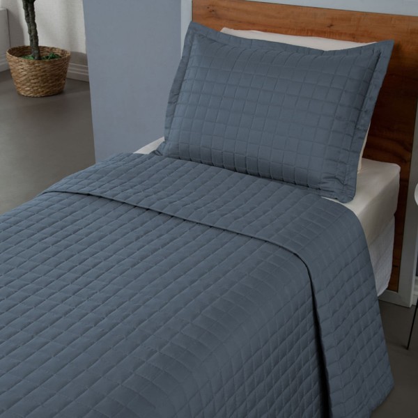 Encontraproduto.com.br - Combo 2 Kit Cobre Leito Colcha Monaco Solteiro Dupla Face  - Verde - Azul