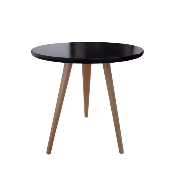 Encontraproduto.com.br - Mesa Lateral De Canto E Apoio Redonda Pé Palito Retrô 44 Cm preto