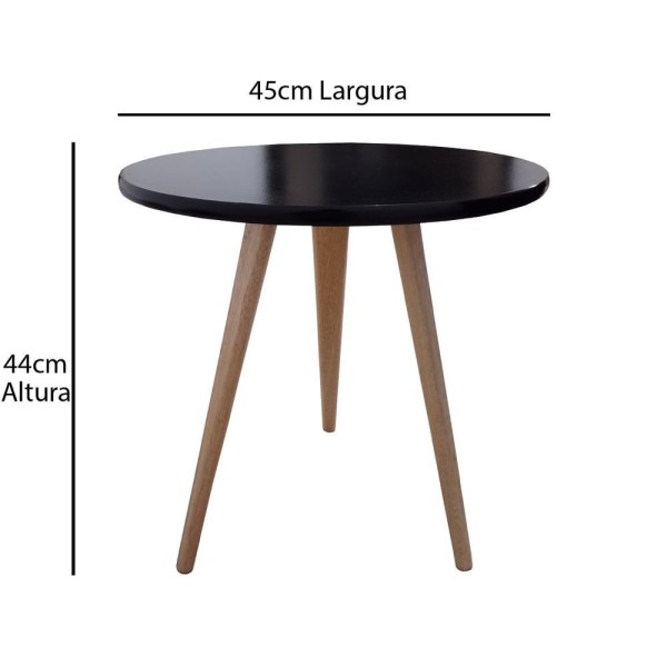 Encontraproduto.com.br - Mesa Lateral De Canto E Apoio Redonda Pé Palito Retrô 44 Cm preto