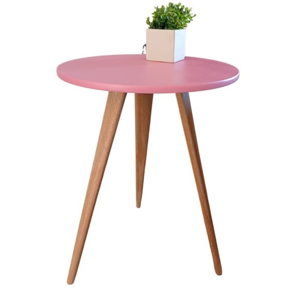 Encontraproduto.com.br - Mesa Lateral De Canto Apoio Redonda Pé Palito Elegance 68 Cm rosê
