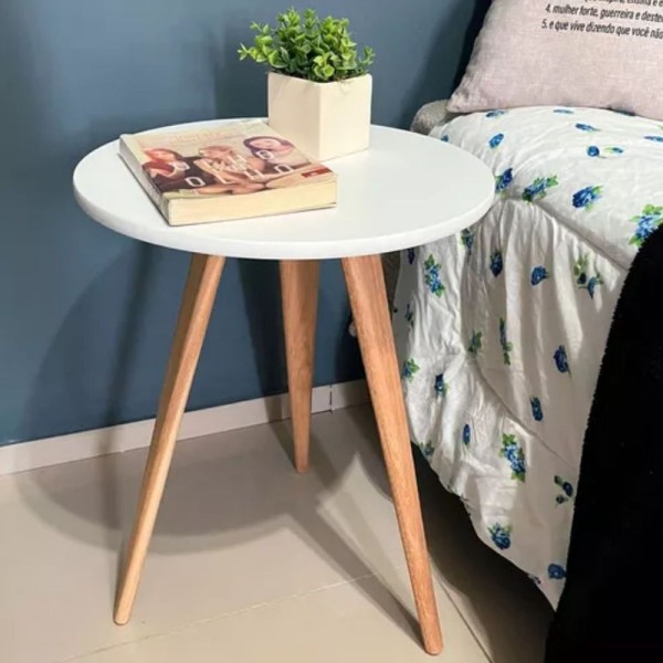 Encontraproduto.com.br - Mesa De Cabeceira Mesa De Apoio Lateral Canto Pé Palito 68 Cm branco