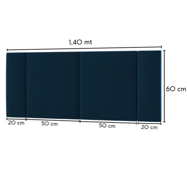 Encontraproduto.com.br - Cabeceira Estofada Led Maitê Cama Box Casal 140 Cm Veludo Cor:azul Marinho