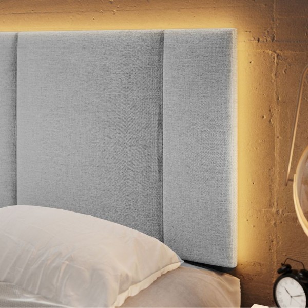 Encontraproduto.com.br - Cabeceira Estofada Cama Queen Size 160 Cm Led Liz Linho cinza