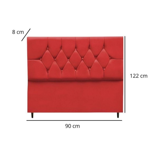 Encontraproduto.com.br - Cabeceira Solteiro Cama Box Estofada 90 Cm Suede Marrocos Cor:vermelho