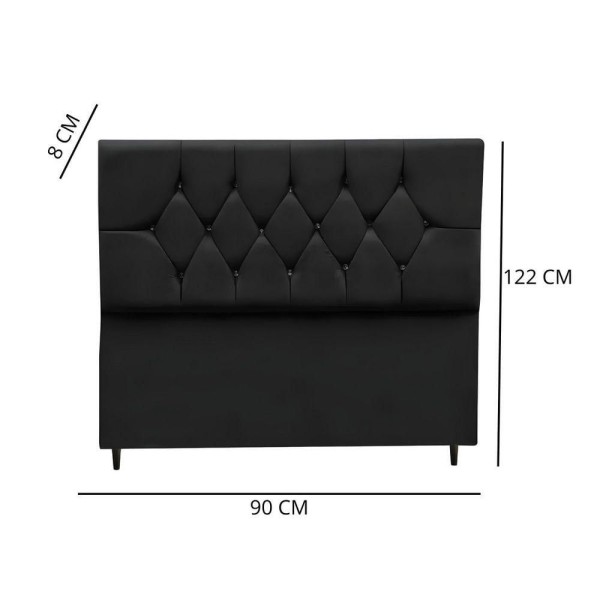 Encontraproduto.com.br - Cabeceira Cama Box Estofada Solteiro 90 Cm Suede Melissa Cor:preto