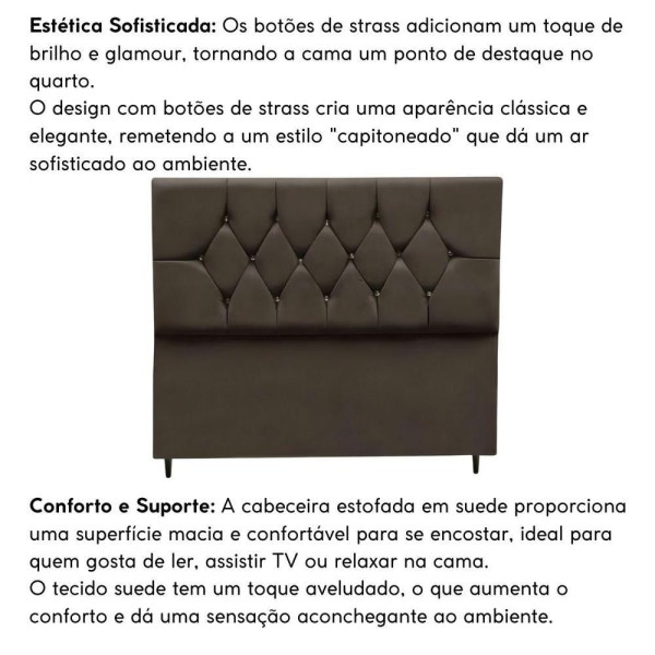 Encontraproduto.com.br - Cabeceira Cama Box Estofada Solteiro 90 Cm Suede Melissa Cor:marrom