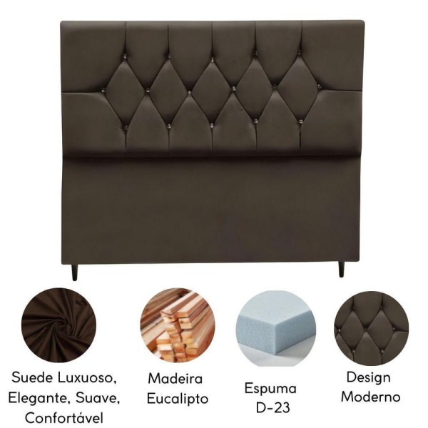 Encontraproduto.com.br - Cabeceira Cama Box Estofada Solteiro 90 Cm Suede Melissa Cor:marrom