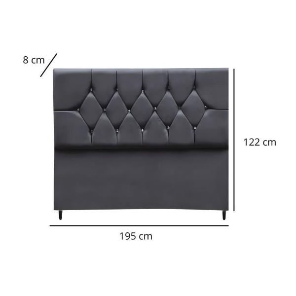Encontraproduto.com.br - Cabeceira Estofada Cama Box King 195 Cm Suede Nina cinza Escuro