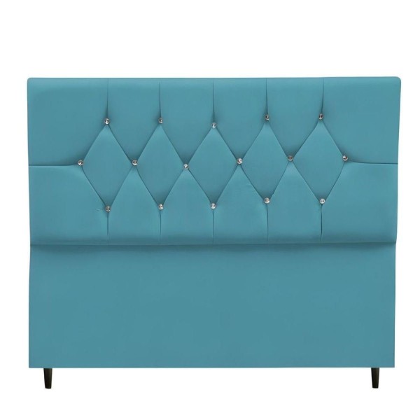 Cabeceira Estofada Cama Box Solteiro 90 Cm Suede Nina Cor:azul Turquesa