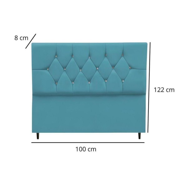 Encontraproduto.com.br - Cabeceira Cama Box Estofada Solteirão 100 Cm Suede Isabela azul Turquesa