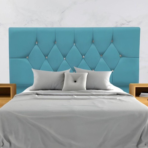 Encontraproduto.com.br - Cabeceira Cama Box Estofada Solteirão 100 Cm Suede Isabela azul Turquesa