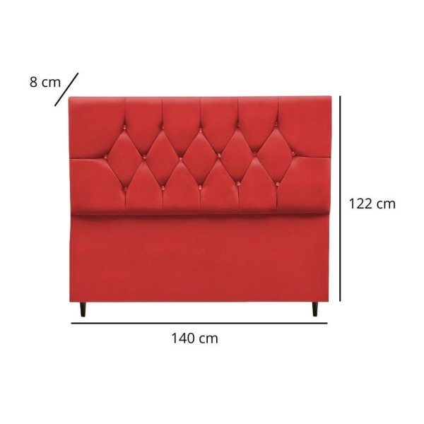 Encontraproduto.com.br - Cabeceira Estofada Cama Box Casal 140 Cm Suede Dubai vermelho