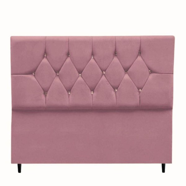 Encontraproduto.com.br - Cabeceira Estofada Cama Box King 195 Cm Geovana Suede Rose