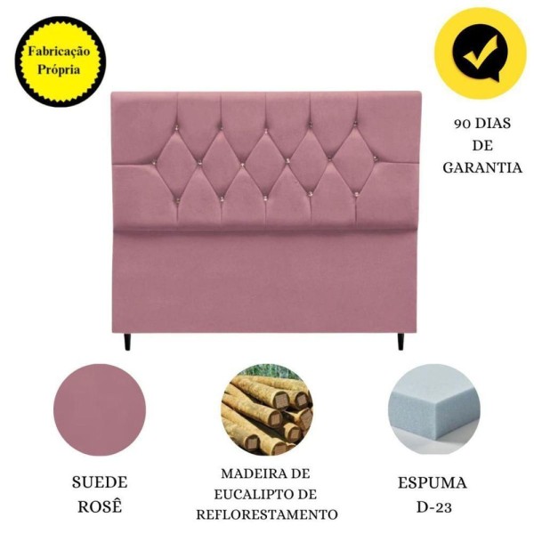Encontraproduto.com.br - Cabeceira Estofada Cama Box King 195 Cm Geovana Suede Rose