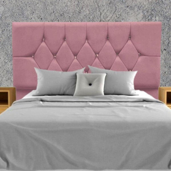 Encontraproduto.com.br - Cabeceira Estofada Cama Box King 195 Cm Geovana Suede Rose