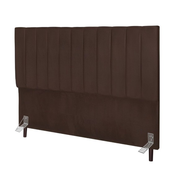 Cabeceira Estofada De Cama Casal Box 140 Cm Sara Suede E Frame marrom