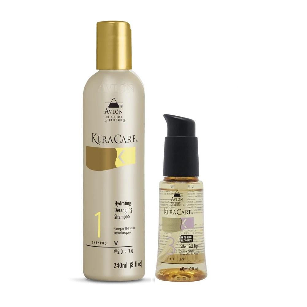 Encontraproduto.com.br - Kit Avlon KeraCare Hydrating Detangler Shampoo 240ml + Silken Seal Light 60ml