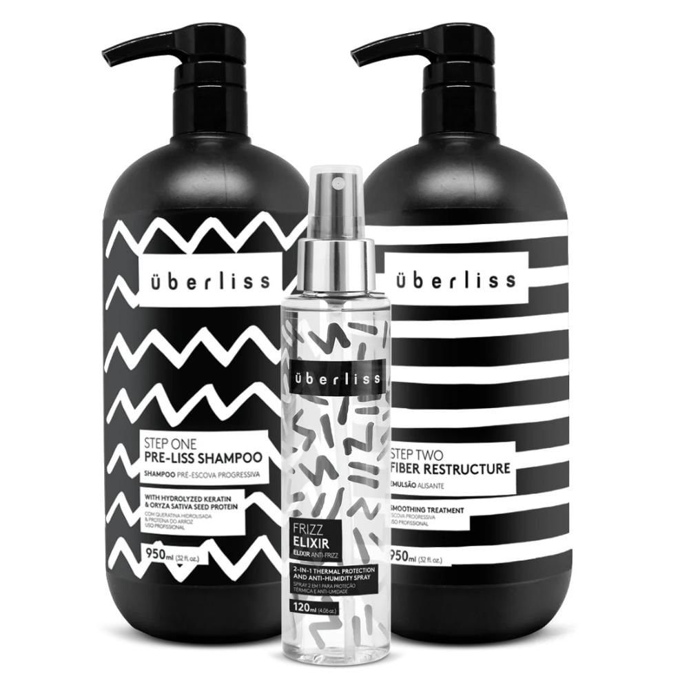 Encontraproduto.com.br - Avlon Kit Progressiva Sem Formol Uberliss 2 Passos + Protetor Térmico 120ml