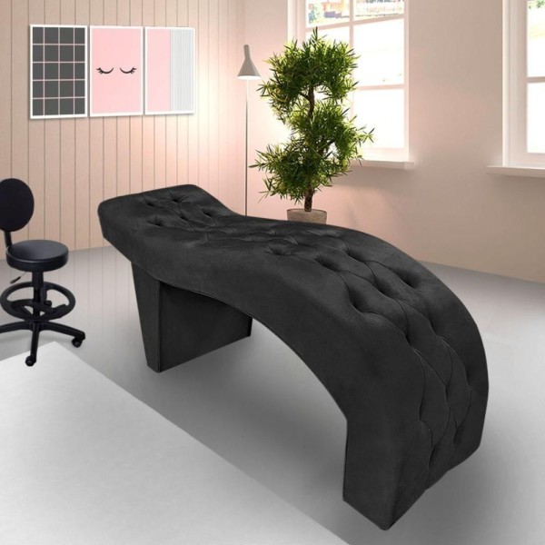 Encontraproduto.com.br - Maca Estofada Capitonê Clínica Salão Estética Suede Eduarda preto