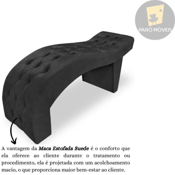 Encontraproduto.com.br - Maca Estofada Capitonê Clínica Salão Estética Suede Eduarda preto