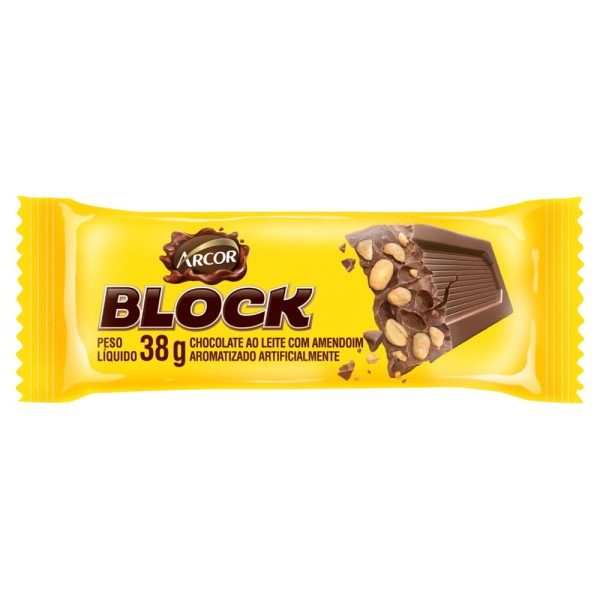 Chocolate Arcor Block ao Leite com Amendoim 38g