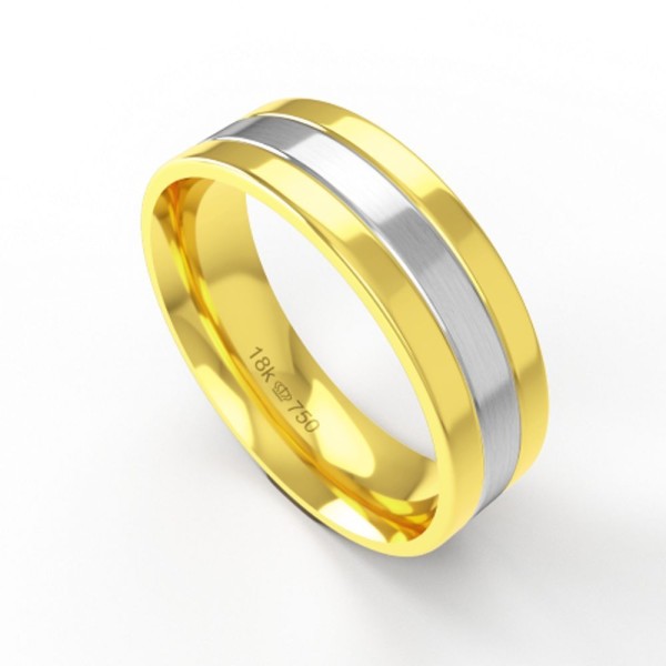 Encontraproduto.com.br - Aliança Casamento 2 Cores Parte Interna Anatômica Com Fio Em Ouro Branco, Ouro Rose Ou Amarelo 18k C286r