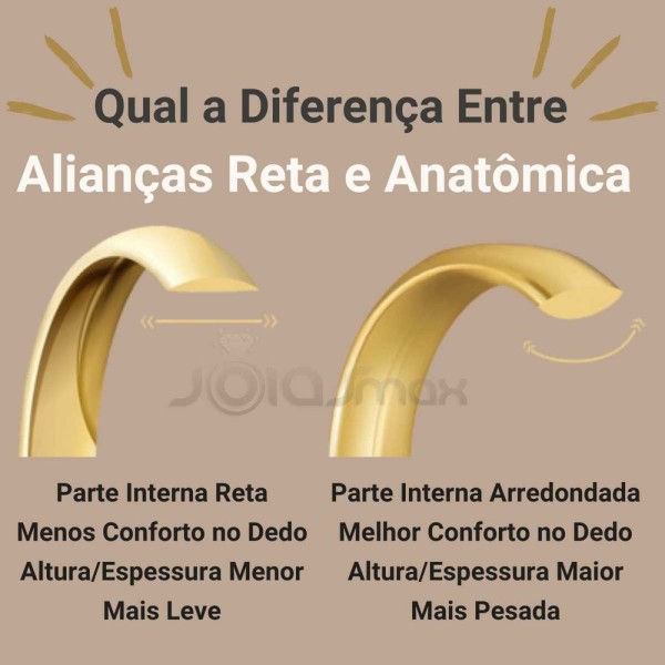 Encontraproduto.com.br - Aliança Casamento 2 Cores Parte Interna Anatômica Com Pedra E Fio Em Ouro Branco, Ouro Rose Ou Amarelo 18k C770rz