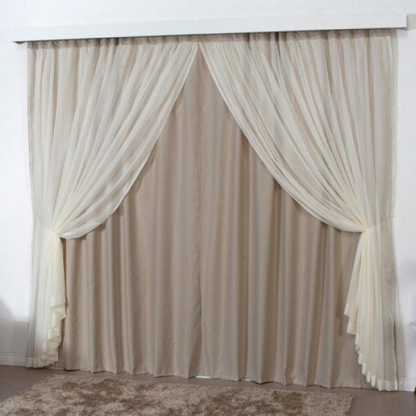 Cortina Mirage 3 Mts Sala Quarto Blackout Voal Trilho Comum - Avelã