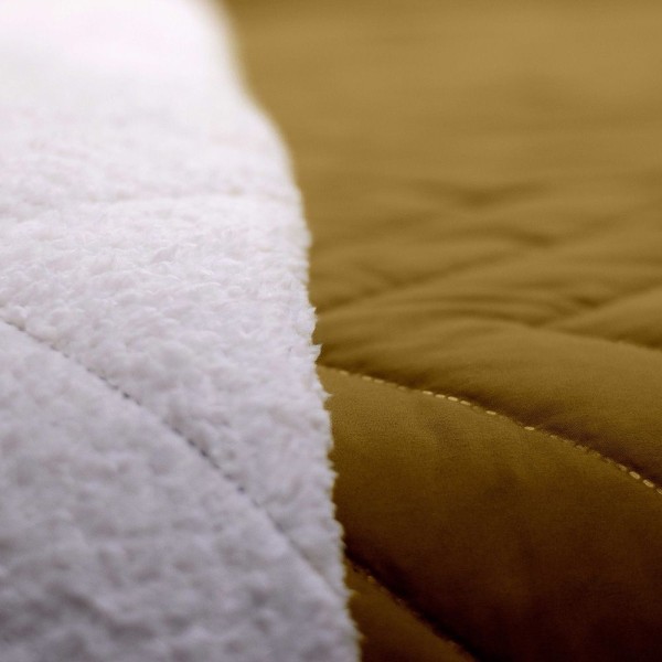 Encontraproduto.com.br - Edredom Coberdrom Robust Queen Sherpa Pesado - Mostarda