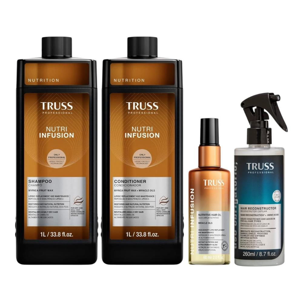 Kit Truss Nutri Infusion - Shampoo 1L + Condicionador 1L +  Óleo 60ml + Uso Obrigatório Spray 260ml
