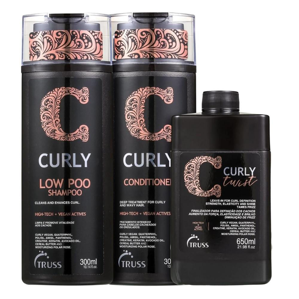 Kit Truss Curly - Shampoo Low-Poo 300ml + Condicionador 300ml + Leave-In Twist 650ml