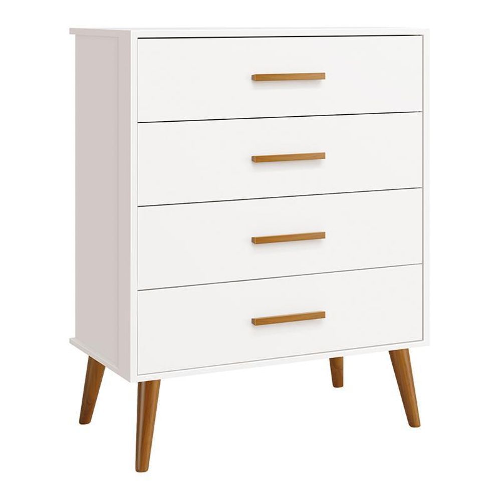 Encontraproduto.com.br - Dormitório Infantil Isis Guarda Roupa 4 Portas, Cômoda E Berço Branco Com Colchão D18 - Reller Móveis Branco