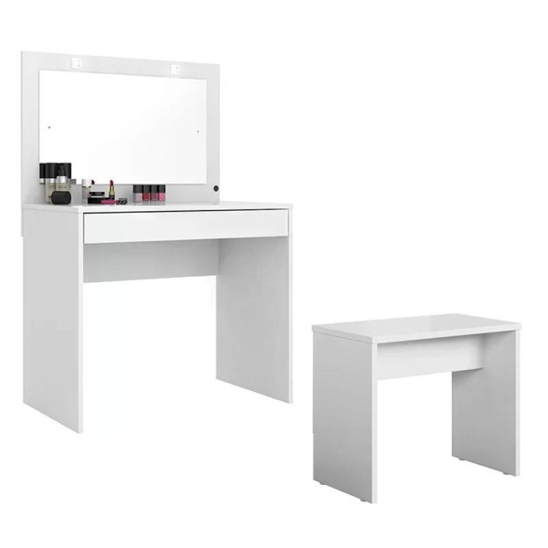 Encontraproduto.com.br - Penteadeira Camarim Atraente Com Banqueta Ideal Branco - Demóbile Branco
