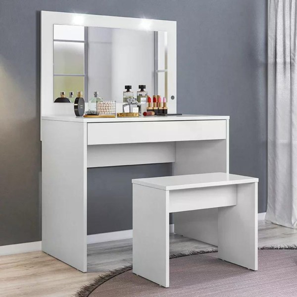 Encontraproduto.com.br - Penteadeira Camarim Atraente Com Banqueta Ideal Branco - Demóbile Branco