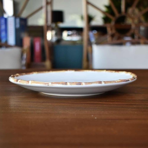 Encontraproduto.com.br - Jogo 4 Pratos De Sobremesa 20cm Com Borda De Bambu 1ª Linha