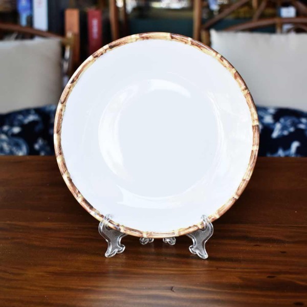 Encontraproduto.com.br - Jogo 4 Pratos De Sobremesa 20cm Com Borda De Bambu 1ª Linha