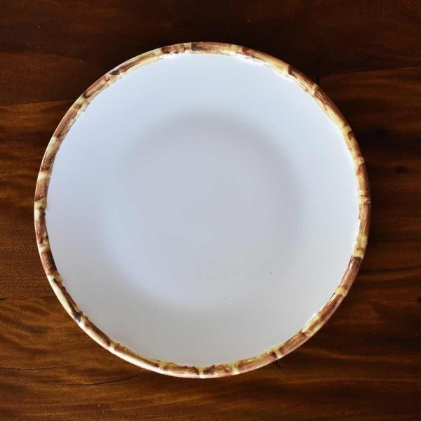 Encontraproduto.com.br - Jogo 4 Pratos De Sobremesa 20cm Com Borda De Bambu 1ª Linha