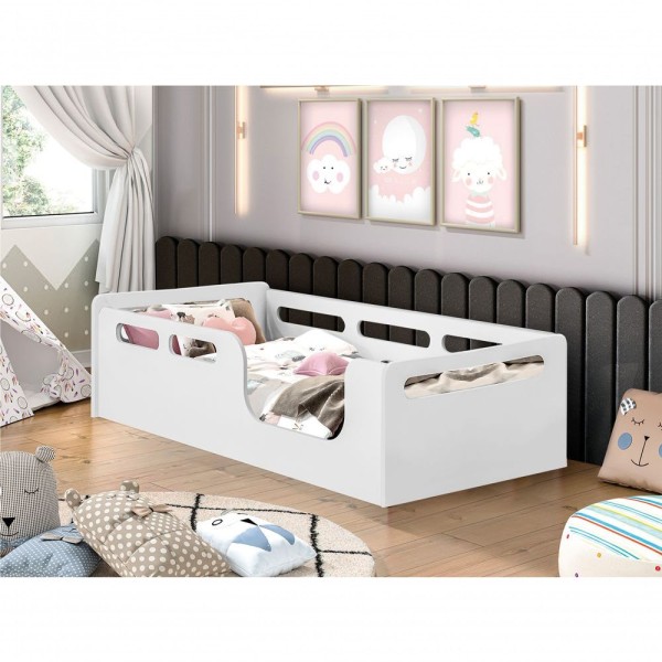 Encontraproduto.com.br - Cama Montessoriana Mdf Juvenil Branco Potente