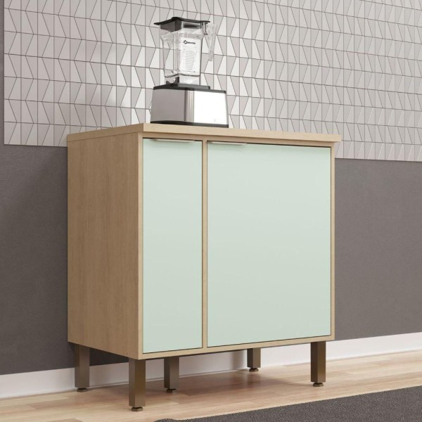 Encontraproduto.com.br - Balcão Para Cooktop Com Porta Condimento 80Cm Micheli Carvalho Pistache