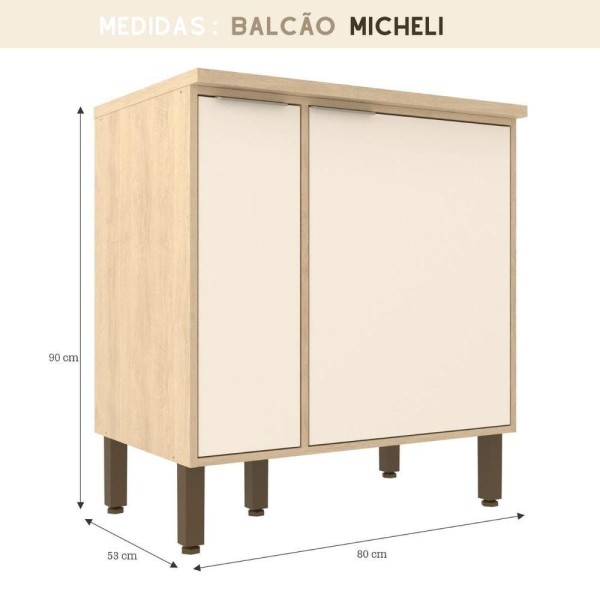 Encontraproduto.com.br - Balcão Para Cooktop Com Porta Condimento 80Cm Micheli Carvalho Off