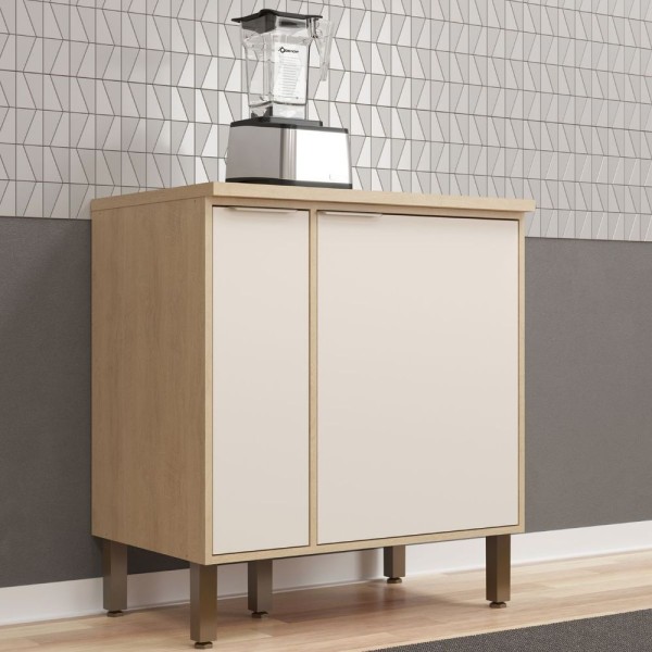 Encontraproduto.com.br - Balcão Para Cooktop Com Porta Condimento 80Cm Micheli Carvalho Off
