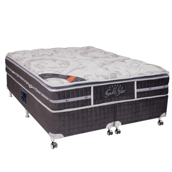 Encontraproduto.com.br - Conjunto Cama Box + Colchão King Super Luxo Látex Slx One Face 193x203x70cm - Castor