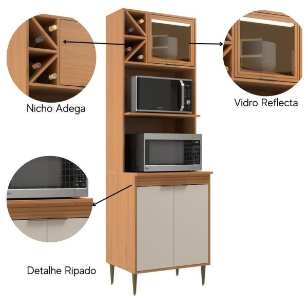 Encontraproduto.com.br - Torre Quente Duplo Forno 3 Portas Com Vidro Reflecta Glória- Angelin Off White