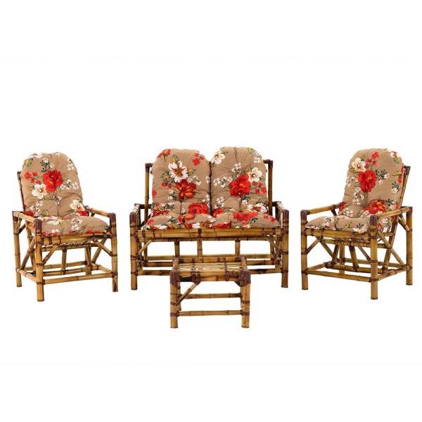 Encontraproduto.com.br - Conjunto Bambu Namoradeira, 4 Lugares E Mesa Centro, T2