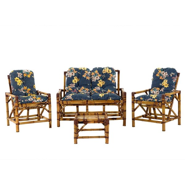 Encontraproduto.com.br - Conjunto Bambu Namoradeira, 4 Lugares E Mesa Centro, T5