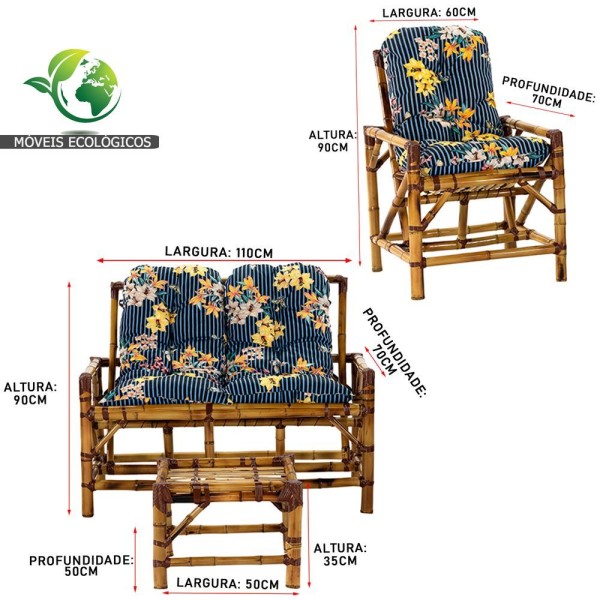 Encontraproduto.com.br - Conjunto Bambu Namoradeira, 4 Lugares E Mesa Centro, T5